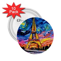 Eiffel Tower Starry Night Print Van Gogh 2 25  Buttons (10 Pack)  by Maspions