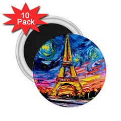 Eiffel Tower Starry Night Print Van Gogh 2.25  Magnets (10 pack) 