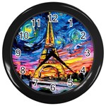 Eiffel Tower Starry Night Print Van Gogh Wall Clock (Black) Front