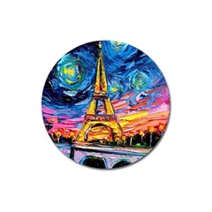 Eiffel Tower Starry Night Print Van Gogh Magnet 3  (Round)