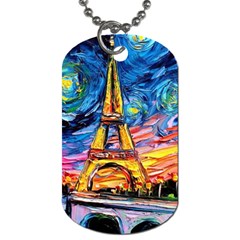 Eiffel Tower Starry Night Print Van Gogh Dog Tag (One Side)