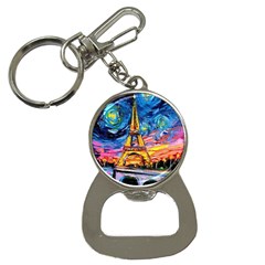 Eiffel Tower Starry Night Print Van Gogh Bottle Opener Key Chain by Maspions