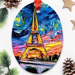 Eiffel Tower Starry Night Print Van Gogh Oval Ornament (two Sides) by Maspions