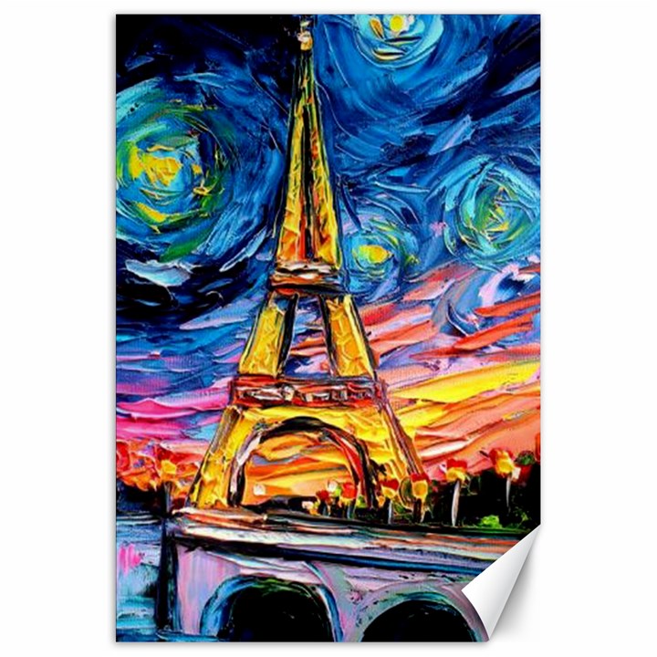 Eiffel Tower Starry Night Print Van Gogh Canvas 20  x 30 