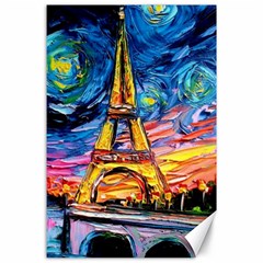 Eiffel Tower Starry Night Print Van Gogh Canvas 24  x 36 