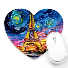 Eiffel Tower Starry Night Print Van Gogh Heart Mousepad