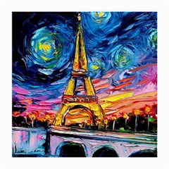 Eiffel Tower Starry Night Print Van Gogh Medium Glasses Cloth