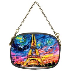 Eiffel Tower Starry Night Print Van Gogh Chain Purse (Two Sides)