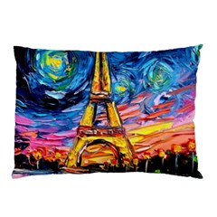 Eiffel Tower Starry Night Print Van Gogh Pillow Case by Maspions