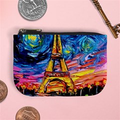 Eiffel Tower Starry Night Print Van Gogh Mini Coin Purse