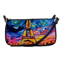 Eiffel Tower Starry Night Print Van Gogh Shoulder Clutch Bag