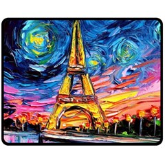 Eiffel Tower Starry Night Print Van Gogh Fleece Blanket (Medium)