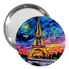 Eiffel Tower Starry Night Print Van Gogh 3  Handbag Mirrors