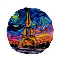 Eiffel Tower Starry Night Print Van Gogh Standard 15  Premium Round Cushions by Maspions