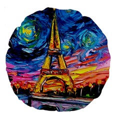 Eiffel Tower Starry Night Print Van Gogh Large 18  Premium Round Cushions by Maspions