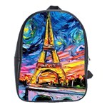 Eiffel Tower Starry Night Print Van Gogh School Bag (XL) Front