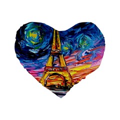 Eiffel Tower Starry Night Print Van Gogh Standard 16  Premium Heart Shape Cushions by Maspions