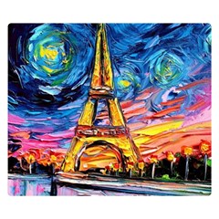 Eiffel Tower Starry Night Print Van Gogh Two Sides Premium Plush Fleece Blanket (Kids Size)