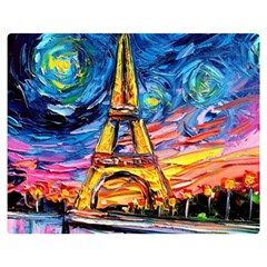 Eiffel Tower Starry Night Print Van Gogh Two Sides Premium Plush Fleece Blanket (Teen Size)