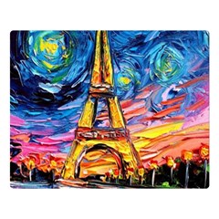 Eiffel Tower Starry Night Print Van Gogh Two Sides Premium Plush Fleece Blanket (Large)