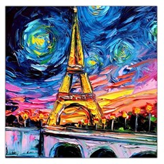 Eiffel Tower Starry Night Print Van Gogh Square Satin Scarf (36  x 36 )