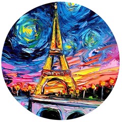 Eiffel Tower Starry Night Print Van Gogh Wooden Bottle Opener (Round)