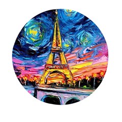 Eiffel Tower Starry Night Print Van Gogh Mini Round Pill Box (pack Of 5)