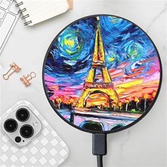 Eiffel Tower Starry Night Print Van Gogh Wireless Fast Charger(Black)