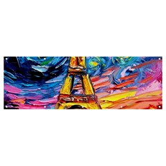 Eiffel Tower Starry Night Print Van Gogh Banner and Sign 12  x 4 