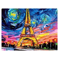 Eiffel Tower Starry Night Print Van Gogh Two Sides Premium Plush Fleece Blanket (baby Size)