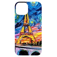 Eiffel Tower Starry Night Print Van Gogh Iphone 14 Black Uv Print Case by Maspions