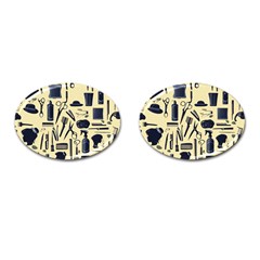 Elegant Hairdresser Pattern Cream Cufflinks (oval)