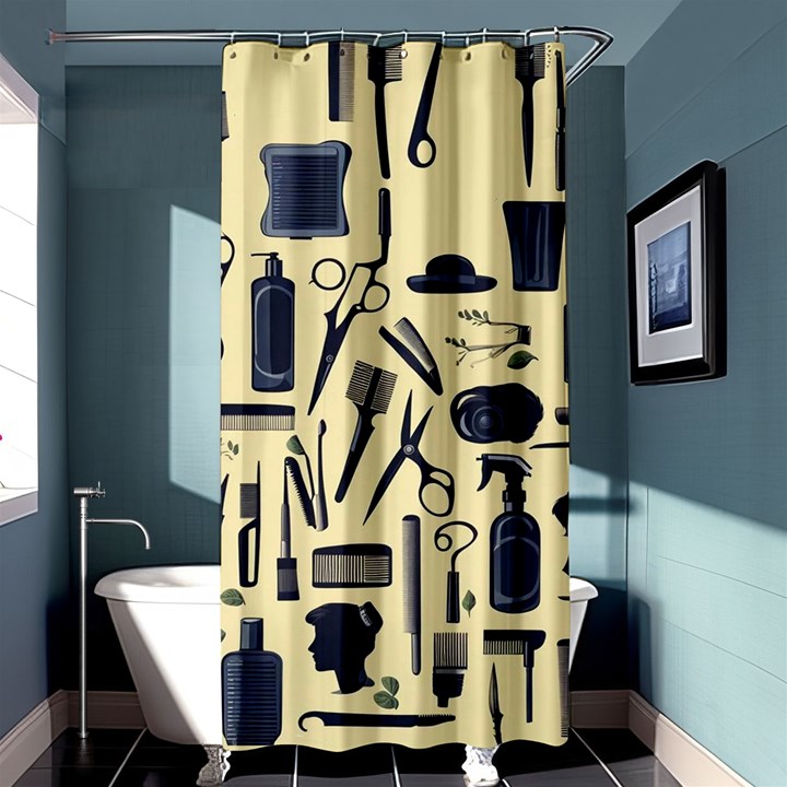 Elegant Hairdresser pattern cream Shower Curtain 36  x 72  (Stall) 