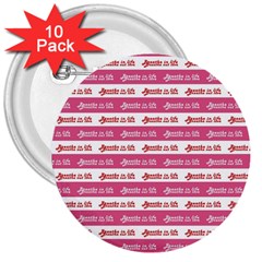 Breathe In Life, Breathe Out Love Text Motif Pattern 3  Buttons (10 Pack) 