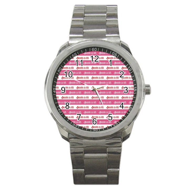 Breathe in life, breathe out love text motif pattern Sport Metal Watch