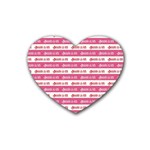 Breathe in life, breathe out love text motif pattern Rubber Coaster (Heart) Front