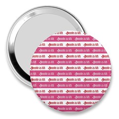 Breathe In Life, Breathe Out Love Text Motif Pattern 3  Handbag Mirrors by dflcprintsclothing