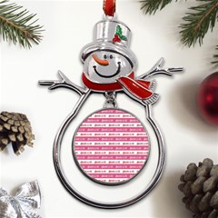 Breathe In Life, Breathe Out Love Text Motif Pattern Metal Snowman Ornament by dflcprintsclothing