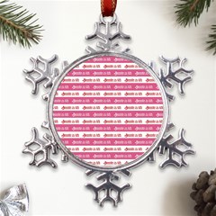 Breathe In Life, Breathe Out Love Text Motif Pattern Metal Large Snowflake Ornament by dflcprintsclothing