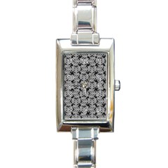 Ethnic Symbols Motif Black And White Pattern Rectangle Italian Charm Watch