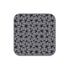 Ethnic Symbols Motif Black And White Pattern Rubber Coaster (square) by dflcprintsclothing