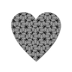 Ethnic Symbols Motif Black And White Pattern Heart Magnet by dflcprintsclothing