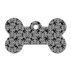 Ethnic Symbols Motif Black And White Pattern Dog Tag Bone (one Side)