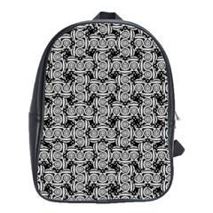 Ethnic Symbols Motif Black And White Pattern School Bag (large) by dflcprintsclothing