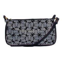 Ethnic Symbols Motif Black And White Pattern Shoulder Clutch Bag by dflcprintsclothing