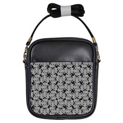 Ethnic Symbols Motif Black And White Pattern Girls Sling Bag by dflcprintsclothing