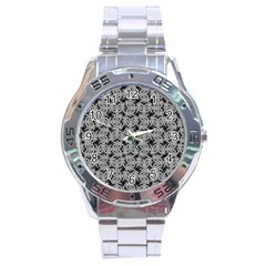 Ethnic Symbols Motif Black And White Pattern Stainless Steel Analogue Watch by dflcprintsclothing