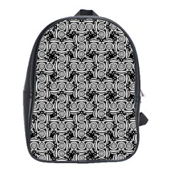 Ethnic Symbols Motif Black And White Pattern School Bag (xl) by dflcprintsclothing