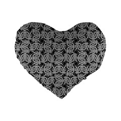 Ethnic Symbols Motif Black And White Pattern Standard 16  Premium Flano Heart Shape Cushions by dflcprintsclothing