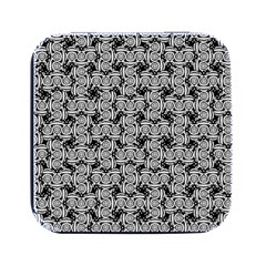 Ethnic Symbols Motif Black And White Pattern Square Metal Box (black)